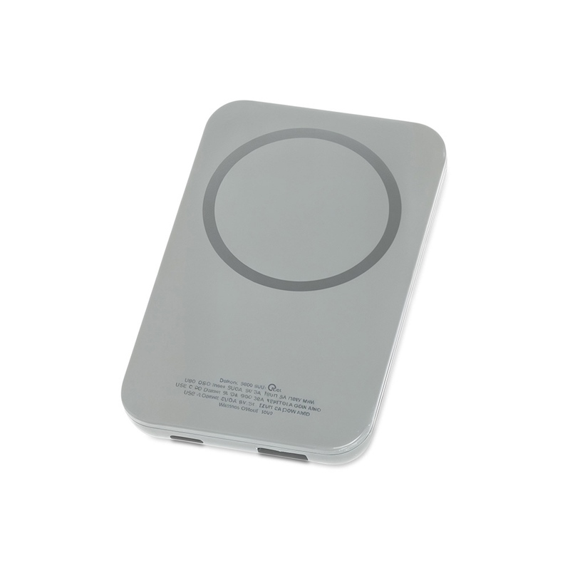 Магнитный беспроводной внешний аккумулятор "MagnetIQ", 5000 mah, 10 W, серый Cool gray 7C с логотипом