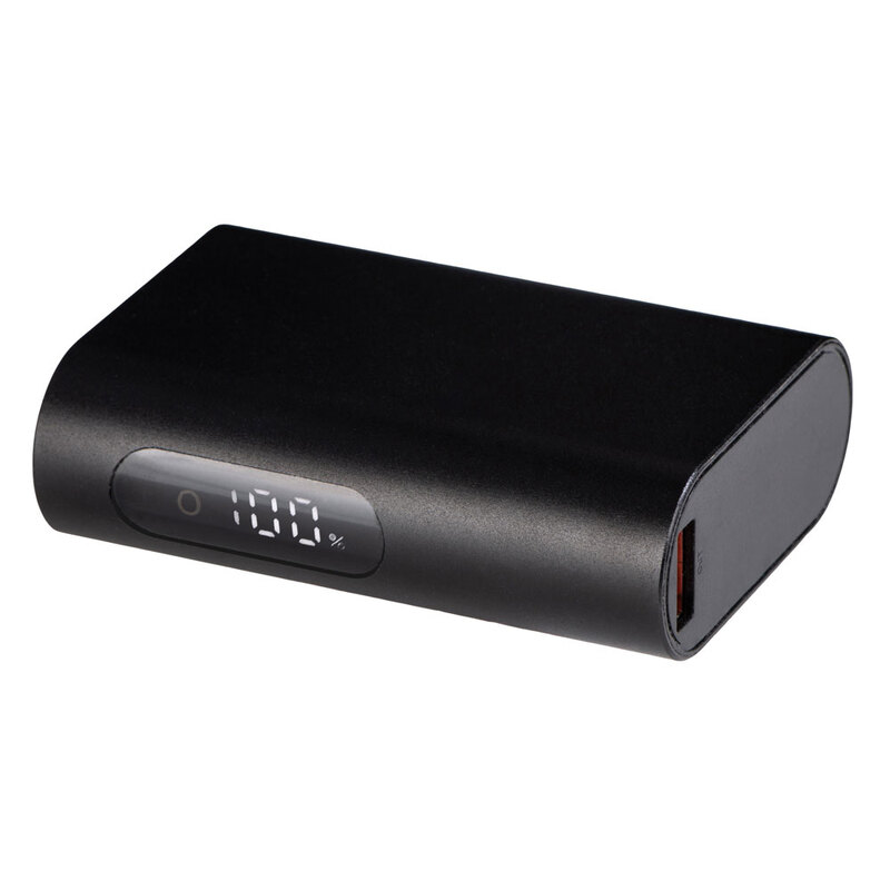 Внешний аккумулятор с QC/PD "Qwik", 10000 mah, черный с логотипом