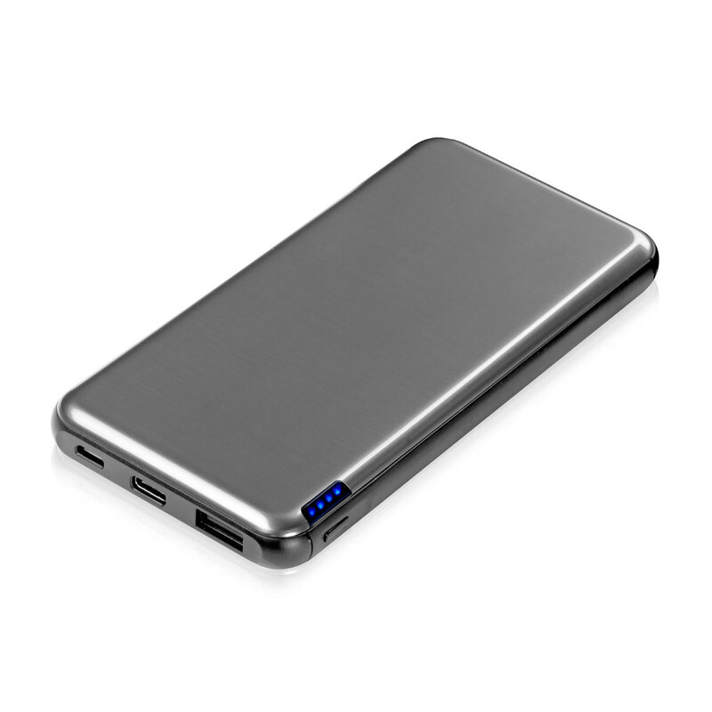 Внешний аккумулятор «Forge» v.2, металл, 10000mah, серый с логотипом