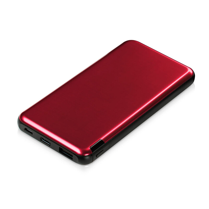 Внешний аккумулятор «Forge» v.2, металл, 10000mah, красный с логотипом