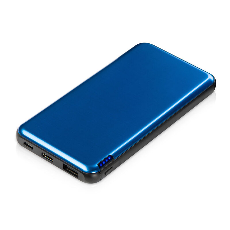 Внешний аккумулятор «Forge» v.2 металл,  10000mah, синий с логотипом