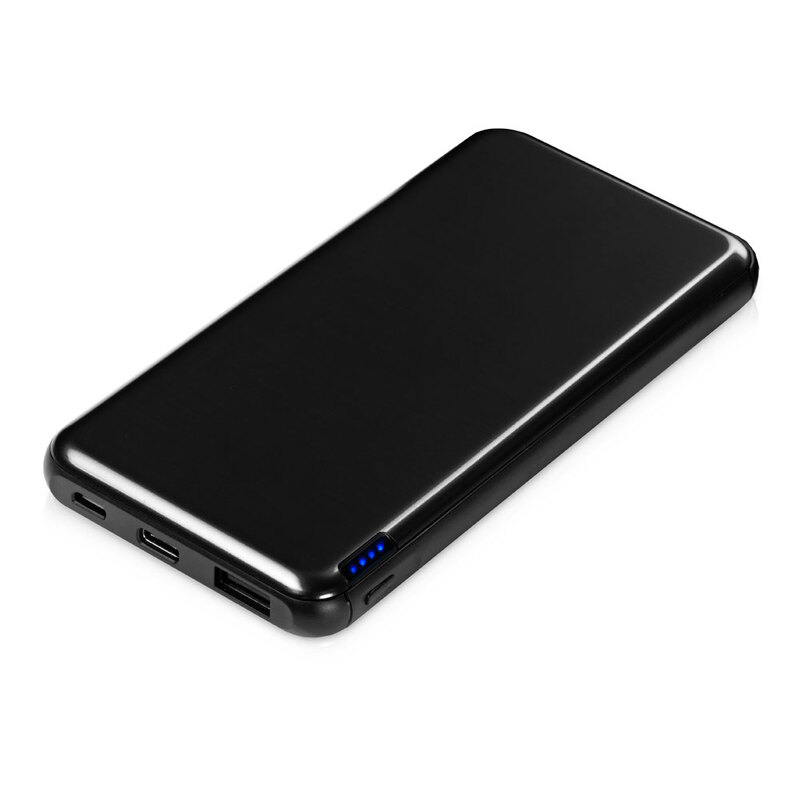 Внешний аккумулятор «Forge» v.2, металл, 10000mah, черный с логотипом