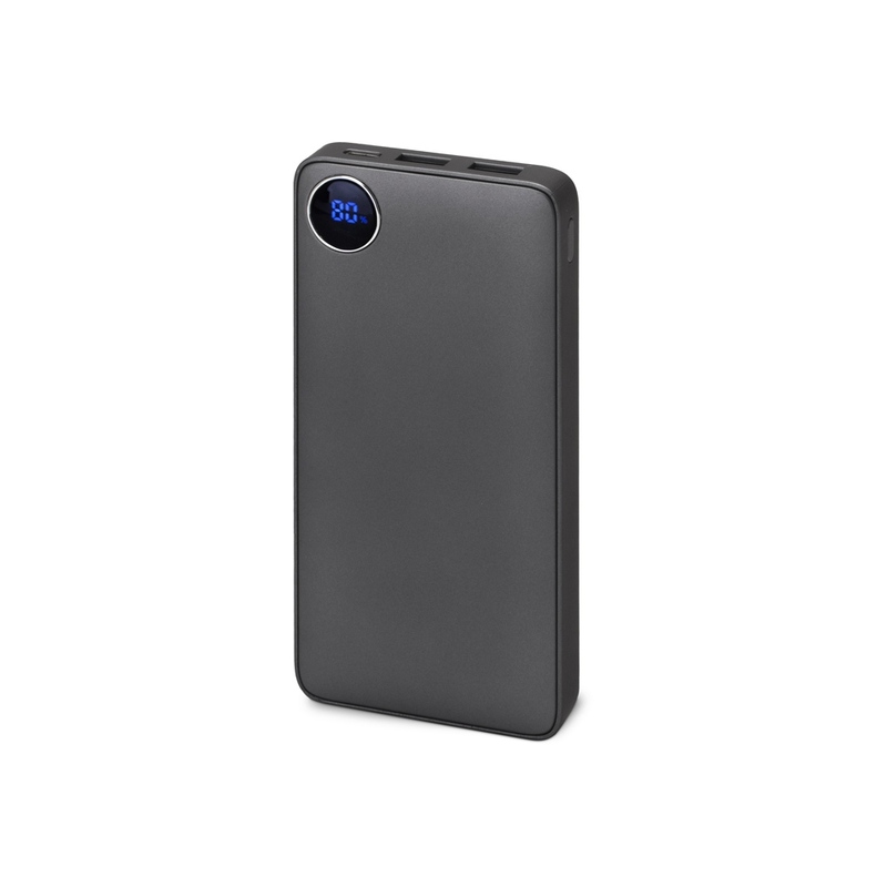 Внешний аккумулятор с дисплеем «Mild», 10 000 mAh, темно-серый с логотипом