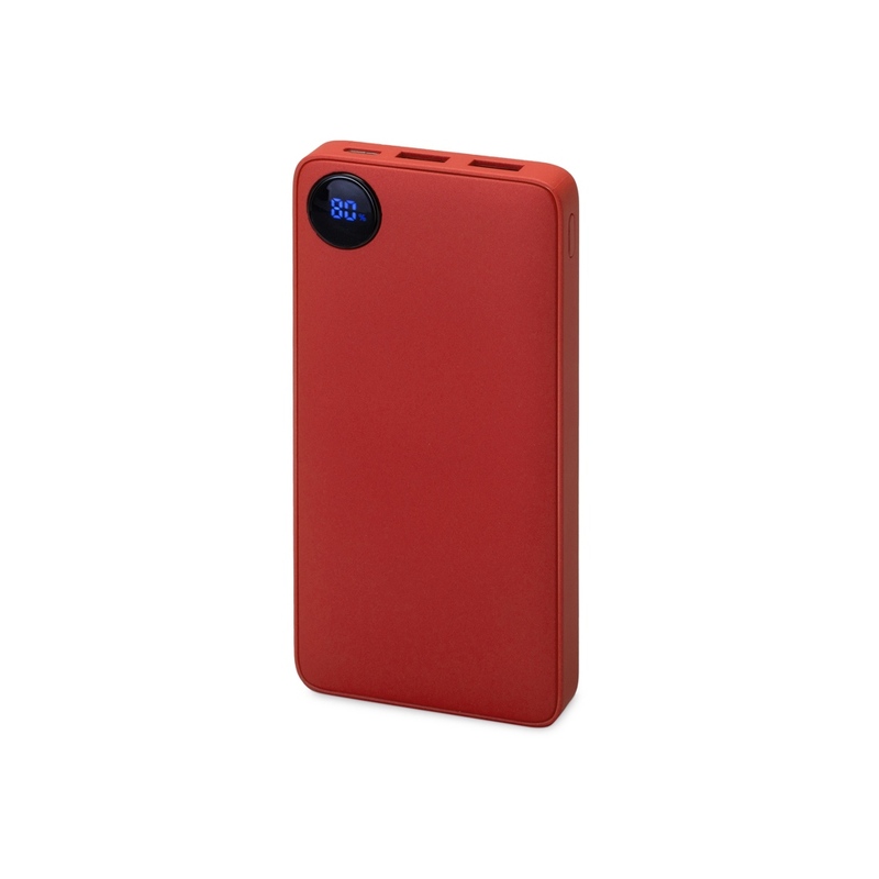 Внешний аккумулятор с дисплеем «Mild», 10 000 mAh, красный с логотипом