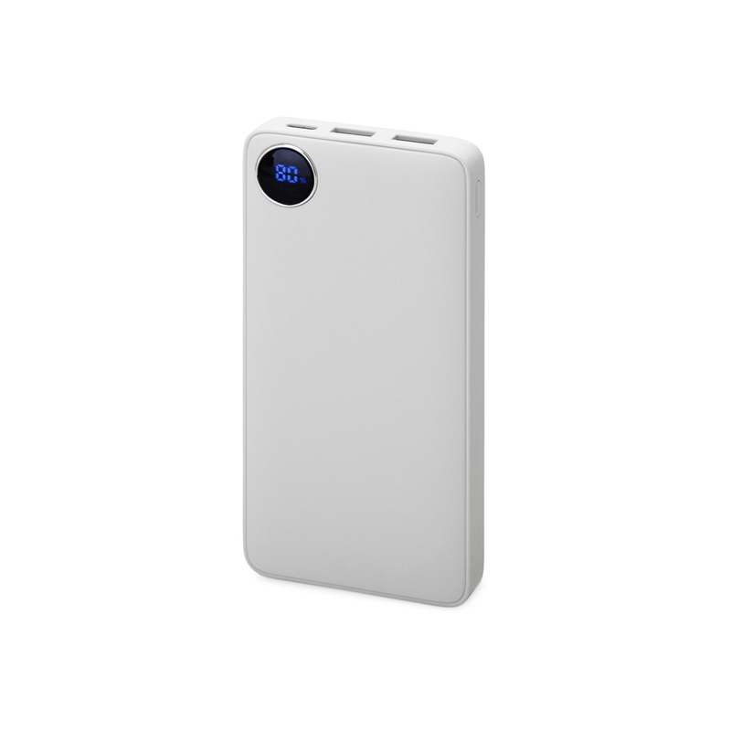 Внешний аккумулятор с дисплеем «Mild», 10 000 mAh, белый с логотипом