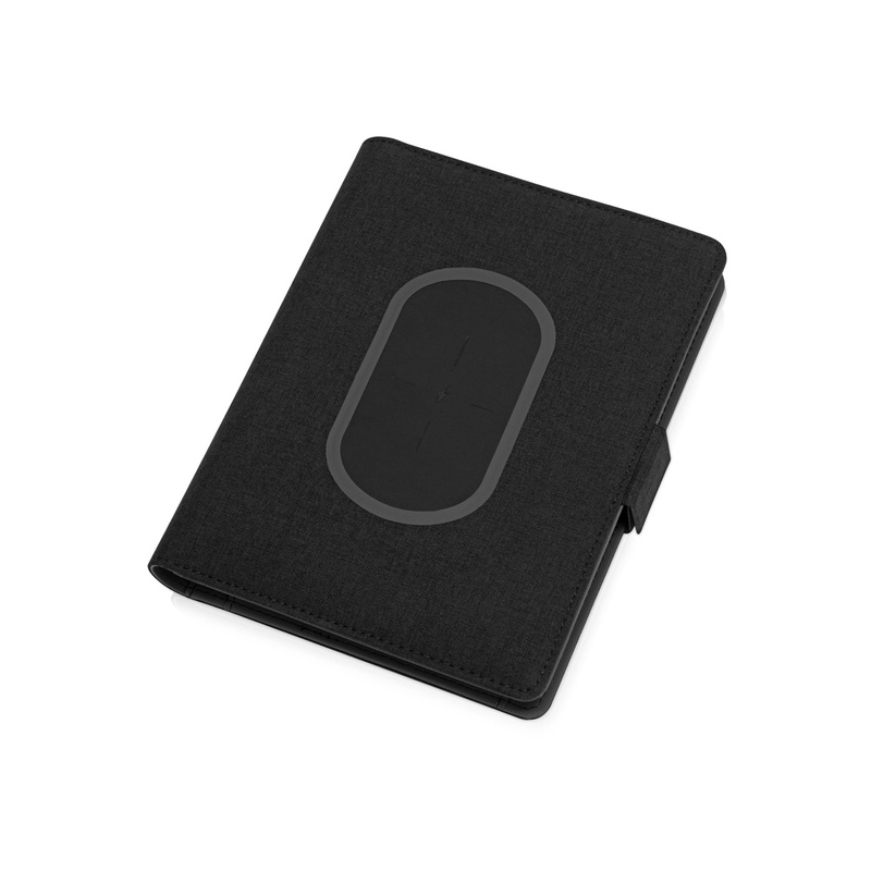 Органайзер с беспроводной зарядкой 5000 mAh "Powernote", темно-серый с логотипом