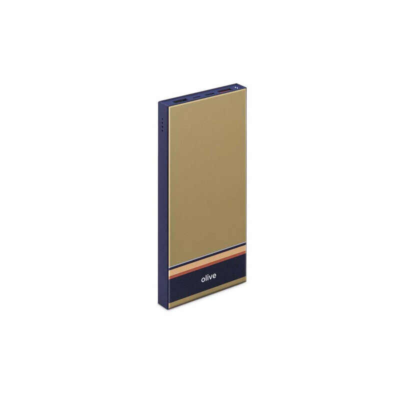 Внешний аккумулятор Rombica NEO ARIA Olive, 10000мАч, Soft-touch, PD, QCharge, Type-C, оливк/синий с логотипом