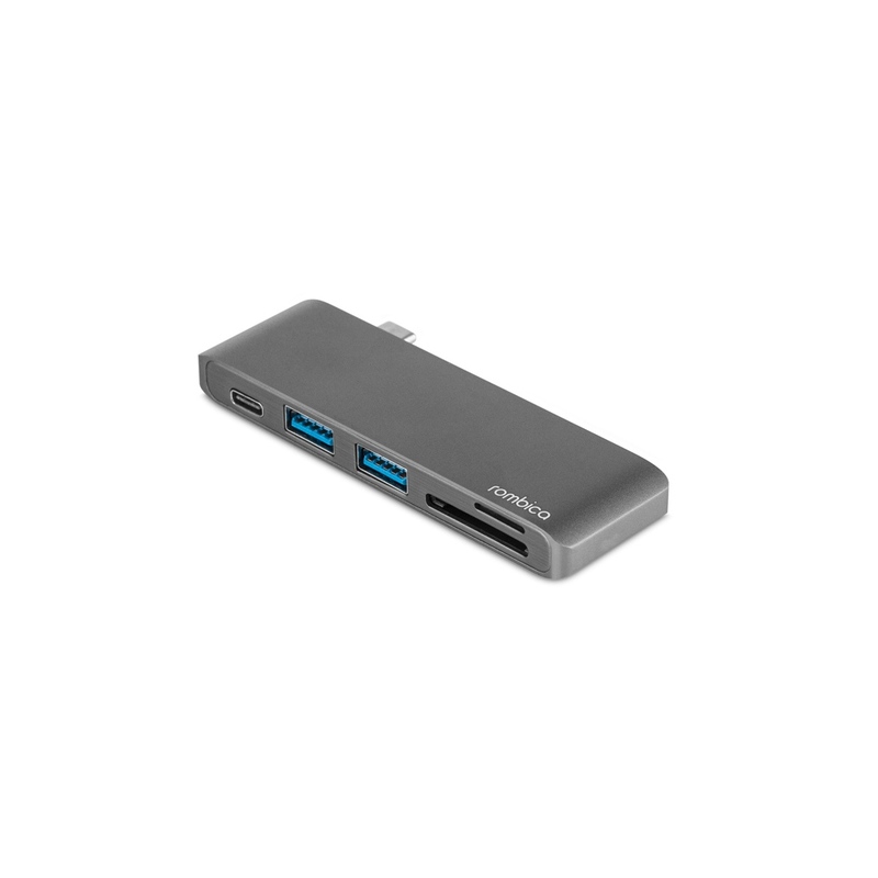 Сетевой USB адаптер/концентратор 5 в 1 Rombica Type-C M2, серый с логотипом