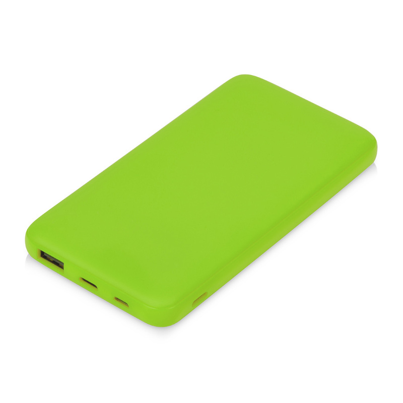 Внешний аккумулятор "Powerbank C2", 10000 mAh зеленое яблоко с логотипом