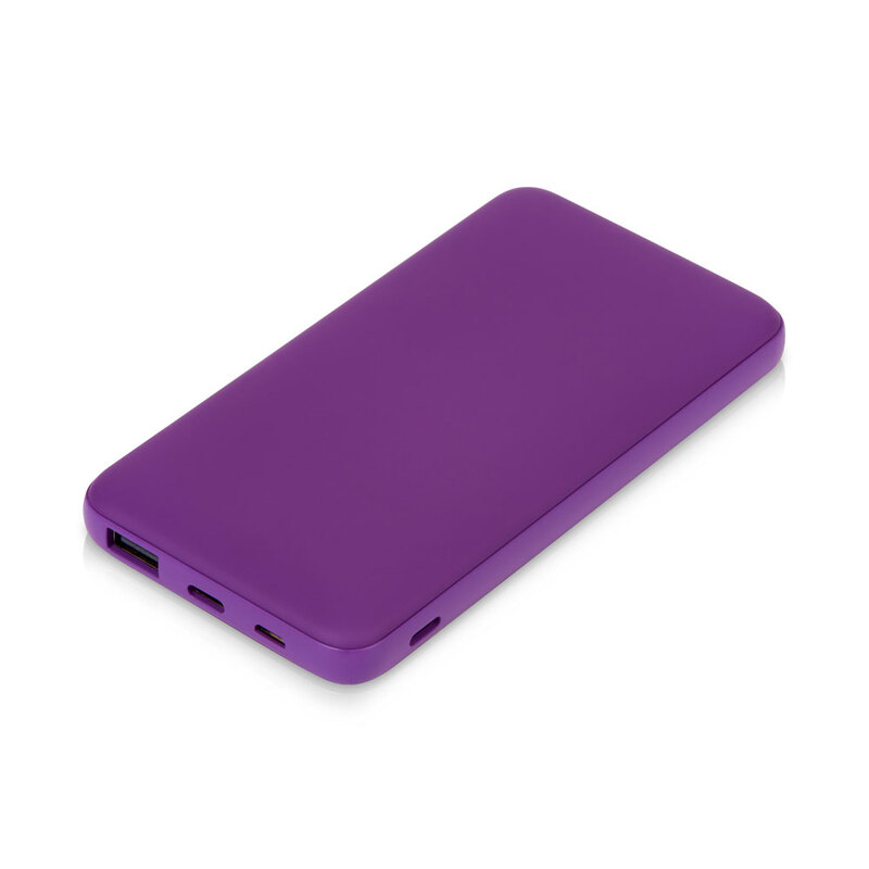 Внешний аккумулятор "Powerbank C2", 10000 mAh, фиолетовый с логотипом