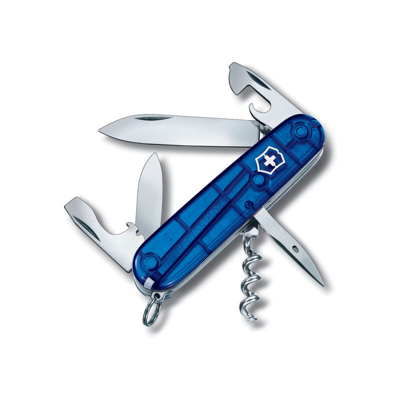 Нож перочинный VICTORINOX Spartan, 91 мм, 12 функций, полупрозрачный синий с логотипом