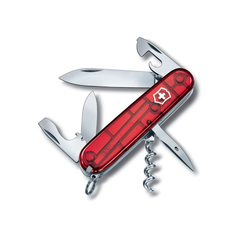 Нож перочинный VICTORINOX Spartan, 91 мм, 12 функций, полупрозрачный красный с логотипом