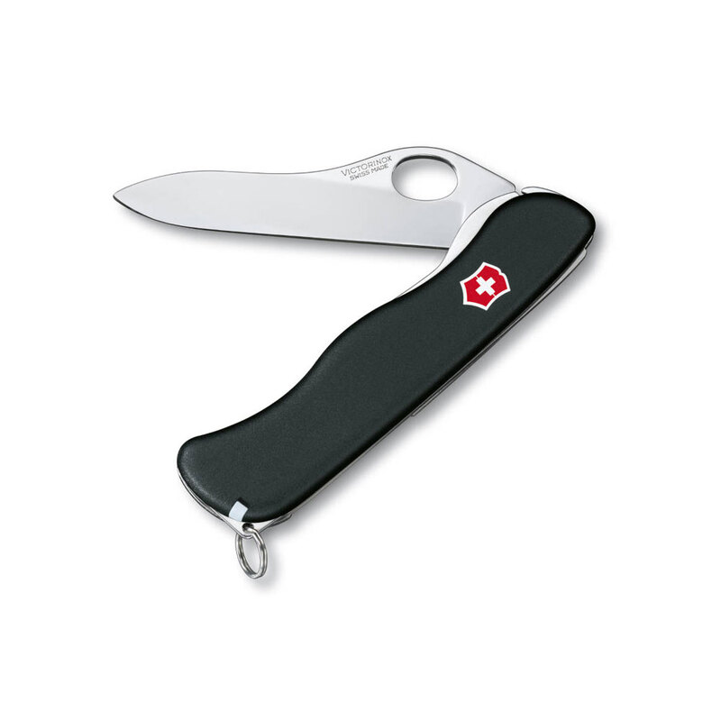 Нож перочинный VICTORINOX Sentinel Clip, 111 мм, 5 функций, с фиксатором лезвия, чёрный с логотипом