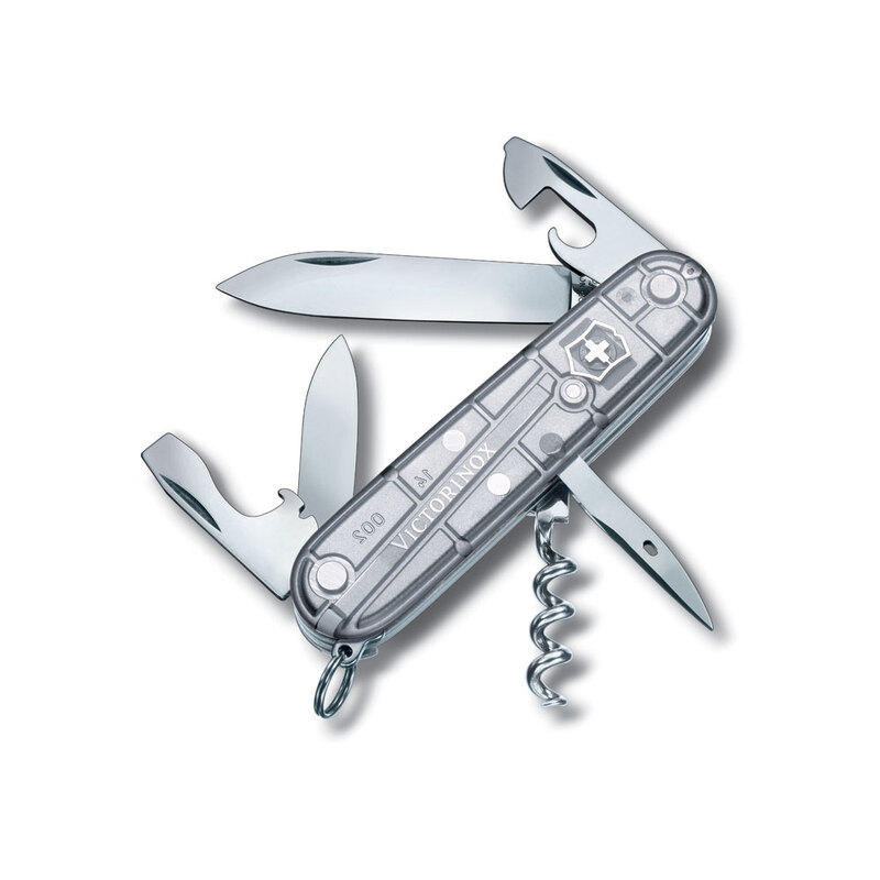 Нож перочинный VICTORINOX Spartan, 91 мм, 12 функций, полупрозрачный серебристый с логотипом