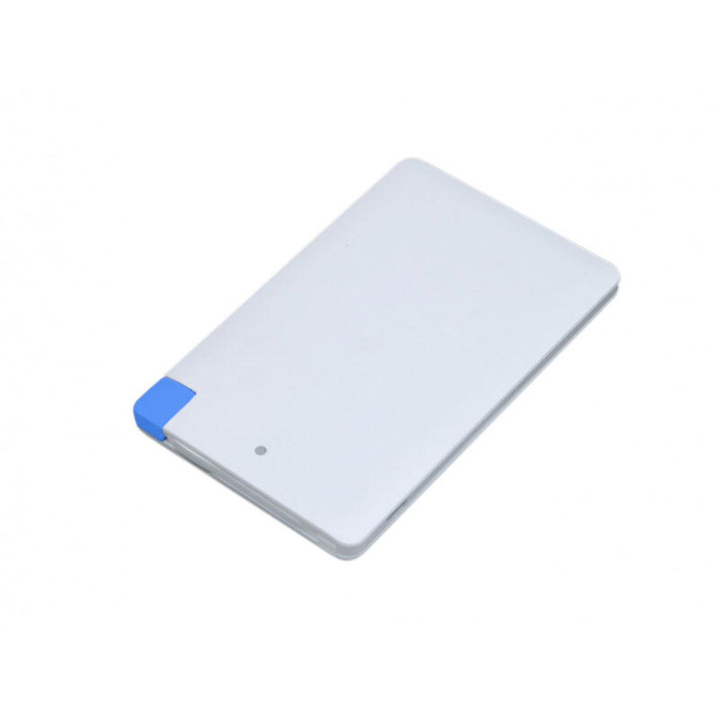 Универсальное зарядное устройство Credit _card1_power_bank  под нанесение логотипа  в виде кредитной карты, толщина всего 7,5 . 2500MAH. Синий с логотипом