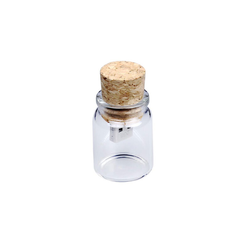 Флешнакопитель в виде пробки в бутылочке (Bottle.128.W, I= 128 Гб, Деревянный корпус, стеклянные вставки. Без перс.) с логотипом