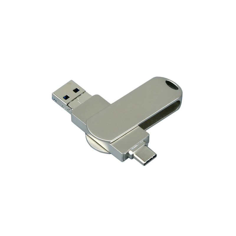 Металлическая флешка для айфона 3 в 1 (i-flash_TYPEC_3_in_1.128.S, I= 128 Гб USB 3.0, Металлический корпус. Без перс.) с логотипом