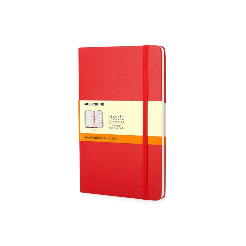 Записная книжка Moleskine Classic (в линейку) в твердой обложке, Pocket (9x14см), красный с логотипом