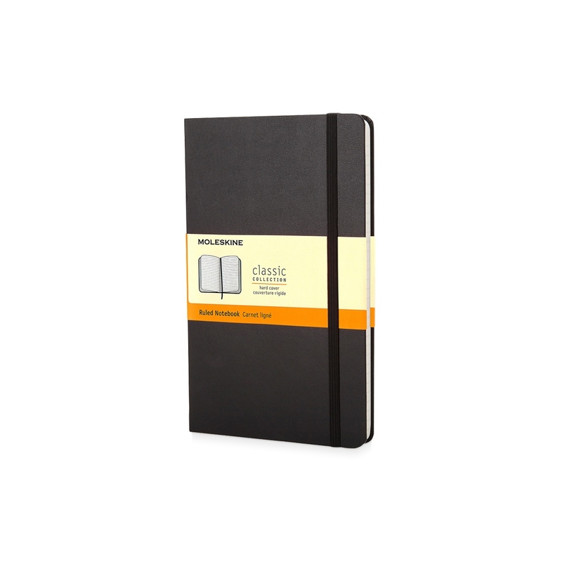Записная книжка Moleskine Classic (в линейку) в твердой обложке, Pocket (9x14см), черный с логотипом