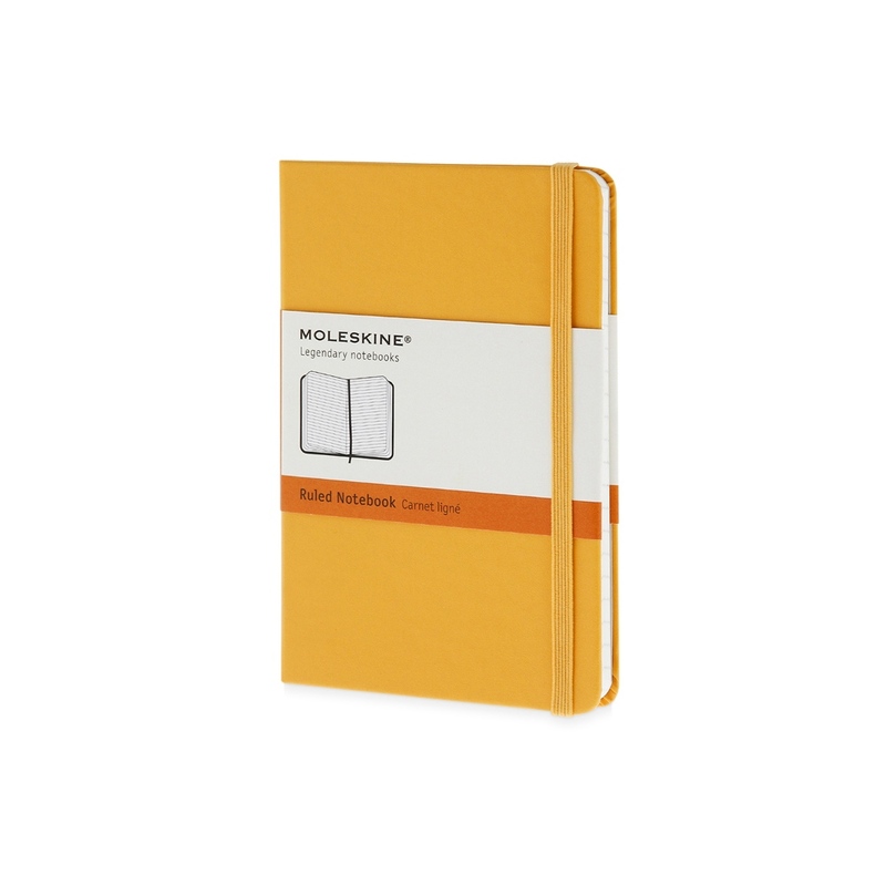 Записная книжка Moleskine Classic (в линейку) в твердой обложке, Pocket (9x14см), оранжевый с логотипом