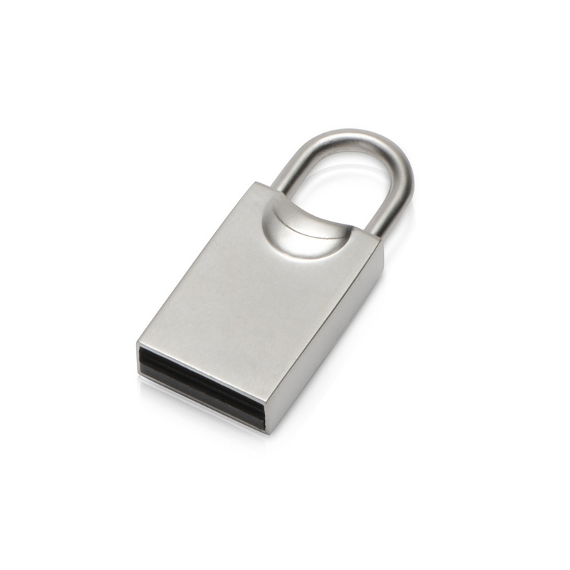 USB-флешка 2.0 на 16 Гб «Lock», серебристый с логотипом