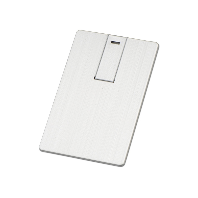 Флеш-карта USB 2.0 16 Gb в виде металлической карты "Card Metal", серебристый с логотипом
