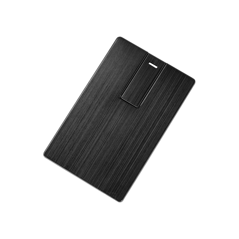 Флеш-карта USB 2.0 16 Gb в виде металлической карты "Card Metal", черный с логотипом
