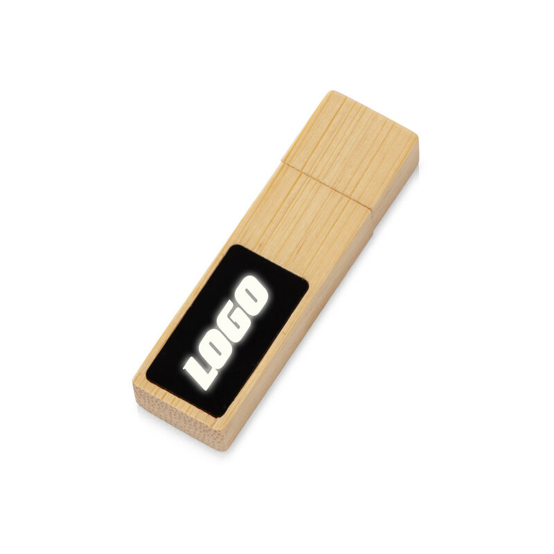USB 2.0- флешка на 32 Гб c подсветкой логотипа «Bamboo LED» с логотипом