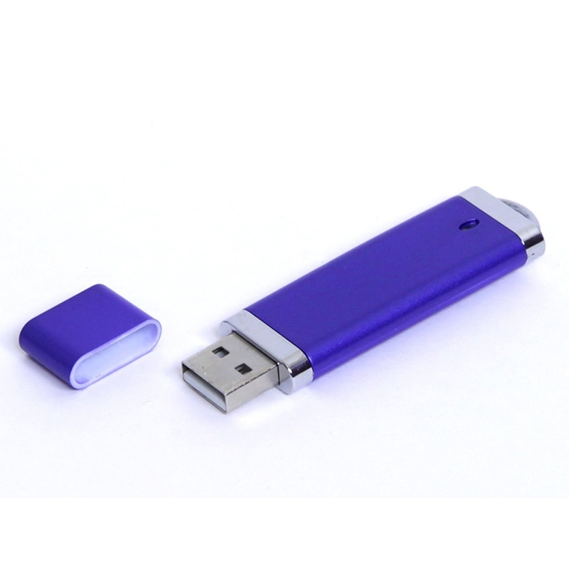 USB-флешка промо на 128 Гб прямоугольной классической формы, синий с логотипом