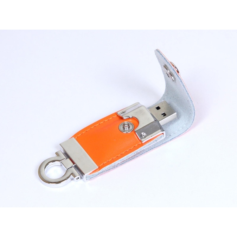 USB-флешка на 16 Гб в виде брелка, оранжевый с логотипом