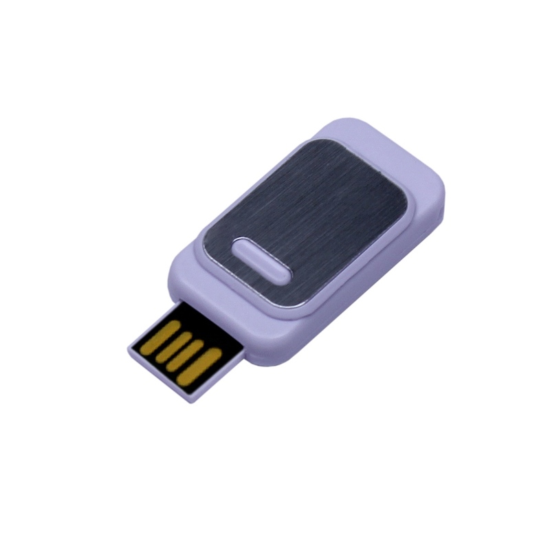 USB-флешка промо на 32 Гб прямоугольной формы, выдвижной механизм, белый с логотипом