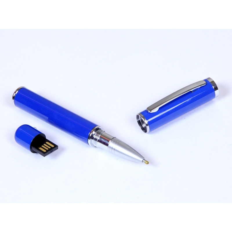USB-флешка на 16 Гб в виде ручки с мини чипом, синий с логотипом