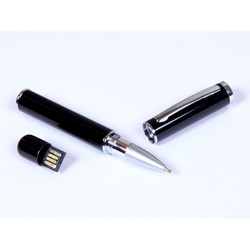 USB-флешка на 16 Гб в виде ручки с мини чипом, черный с логотипом