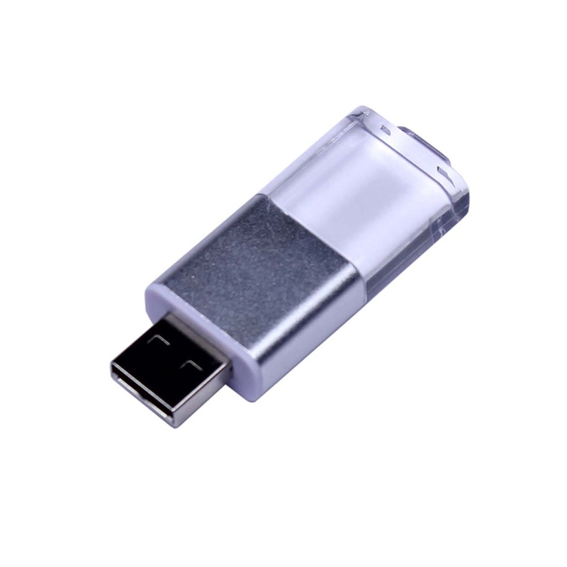 USB-флешка промо на 16 Гб прямоугольной формы, выдвижной механизм, белый с логотипом