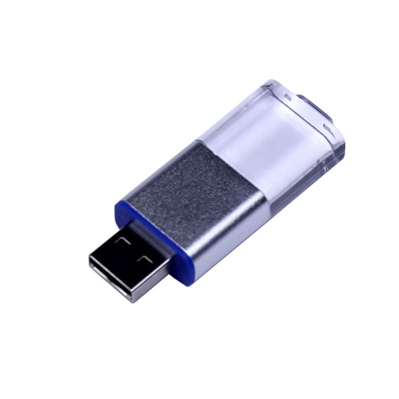 USB-флешка промо на 32 Гб прямоугольной формы, выдвижной механизм, синий с логотипом