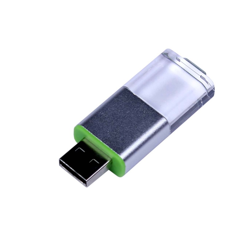USB-флешка промо на 32 Гб прямоугольной формы, выдвижной механизм, зеленый с логотипом