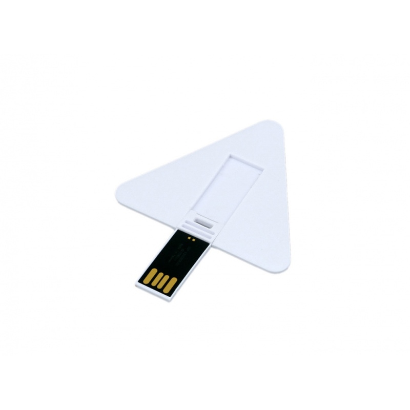 USB-флешка на 16 Гб в виде пластиковой карточки треугольной формы, белый с логотипом