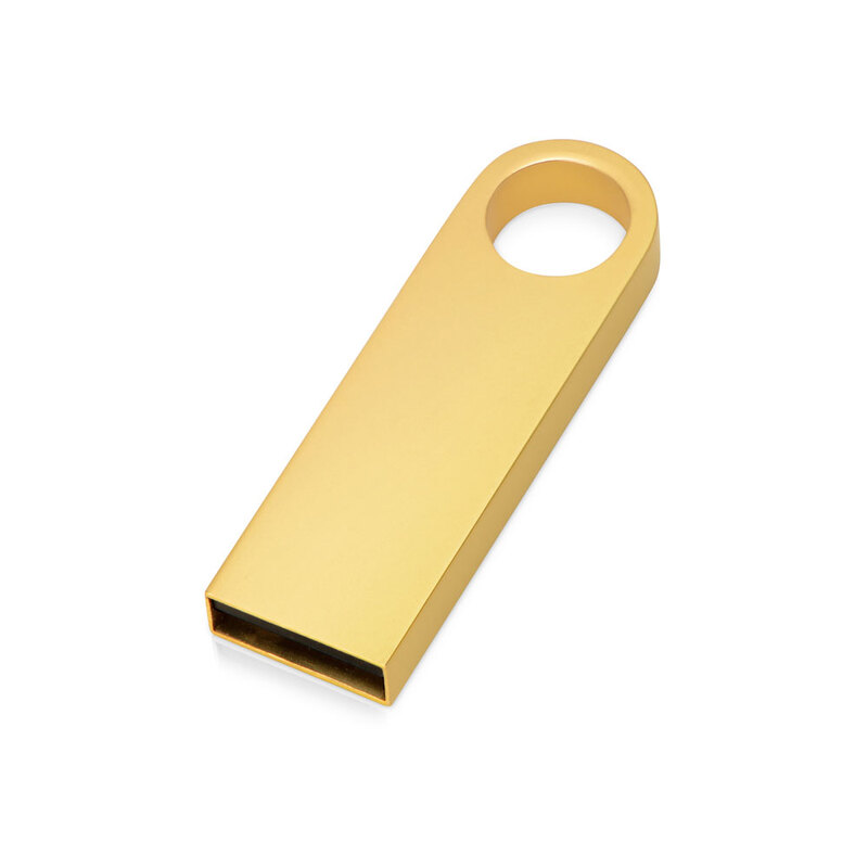 USB 2.0-флешка на 32 Гб с мини чипом и круглым отверстием, золотистыйй с логотипом