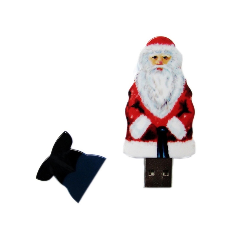 USB-флешка на 16 Гб Дед Мороз Santa под нанесение, белый с логотипом