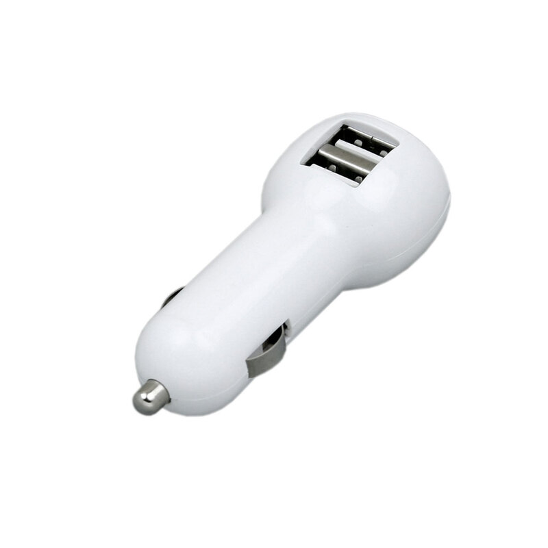Автомобильная зарядка CC-01, 2 USB порта, белый цвет. с логотипом