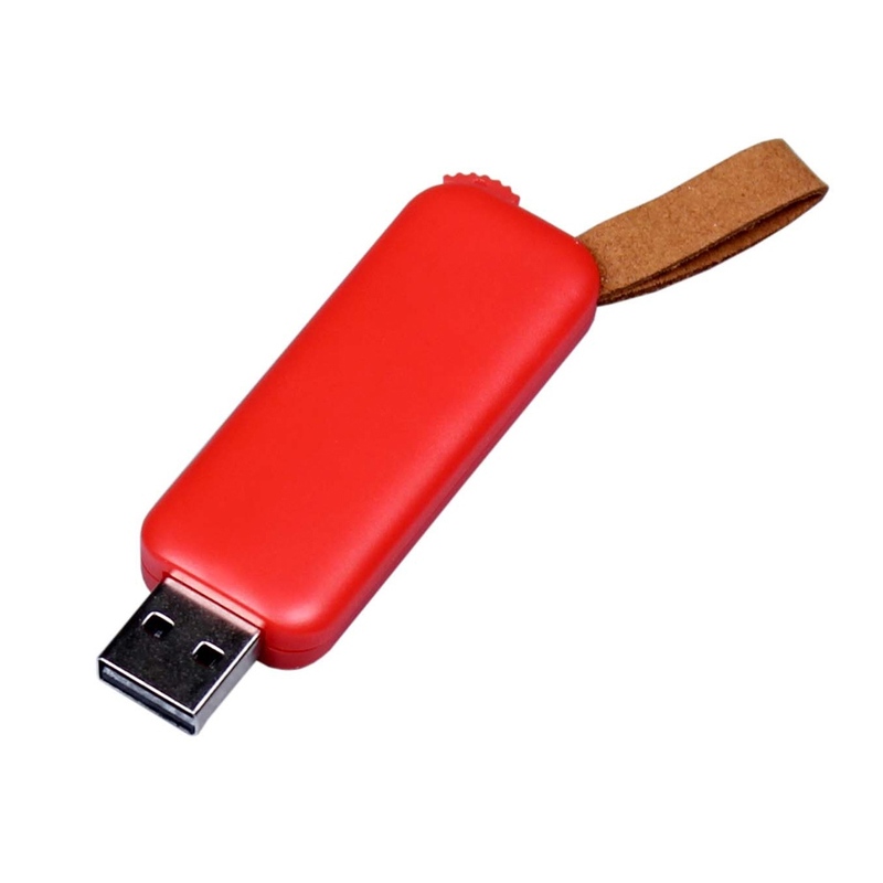 USB-флешка промо на 32 Гб прямоугольной формы, выдвижной механизм, красный с логотипом