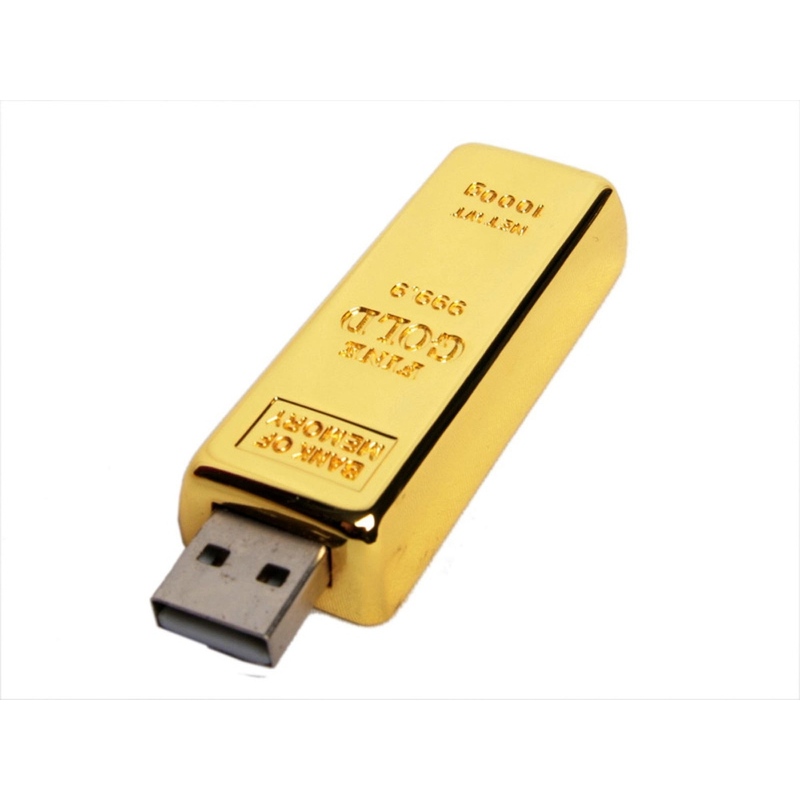 USB-флешка на 32 Гб в виде слитка золота, золотой с логотипом