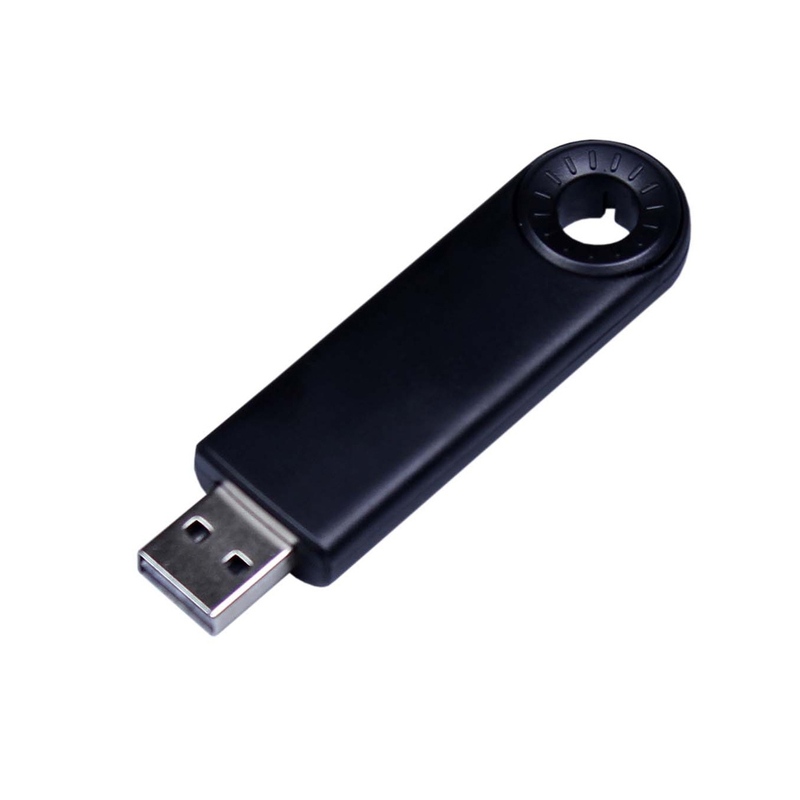 USB-флешка промо на 32 Гб прямоугольной формы, выдвижной механизм, черный с логотипом