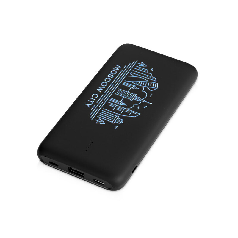 Внешний беспроводной аккумулятор с подсветкой лого "Reserve X". 8000 mAh, черный с логотипом