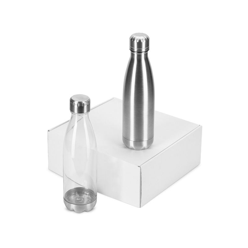 Подарочный набор с термосом и бутылкой «Bottle set», серебристый с логотипом