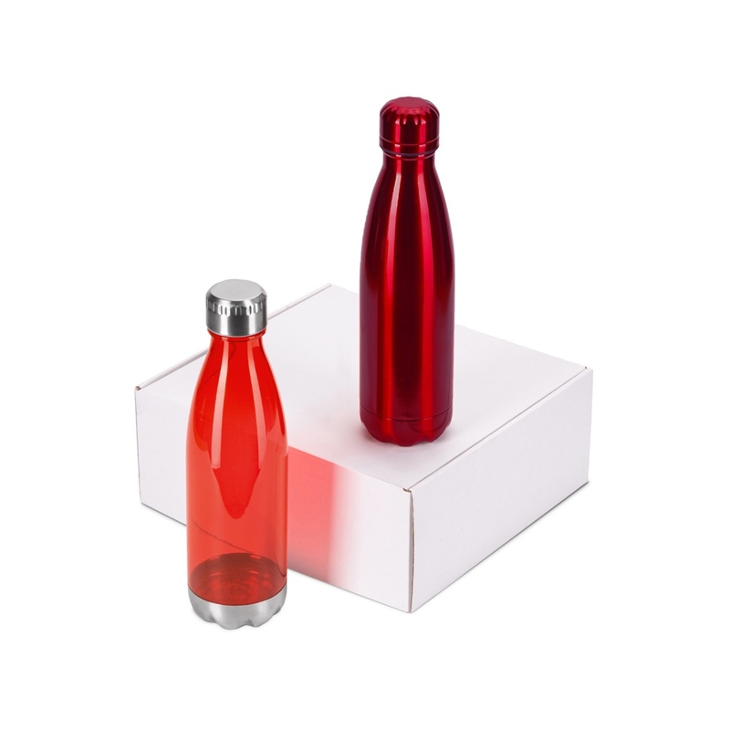 Подарочный набор с термосом и бутылкой «Bottle set», красный с логотипом