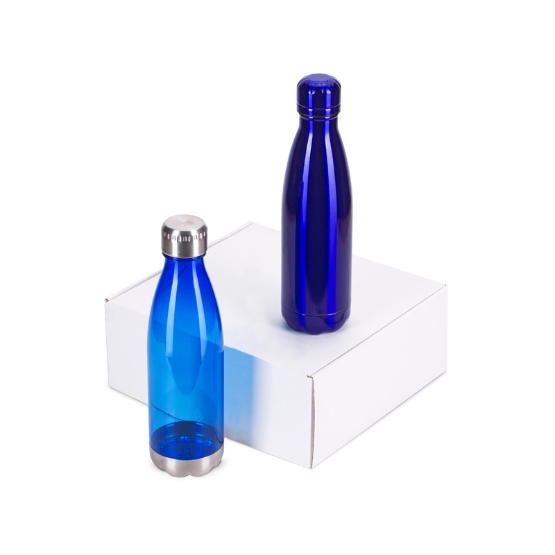 Подарочный набор с термосом и бутылкой «Bottle set», синий с логотипом