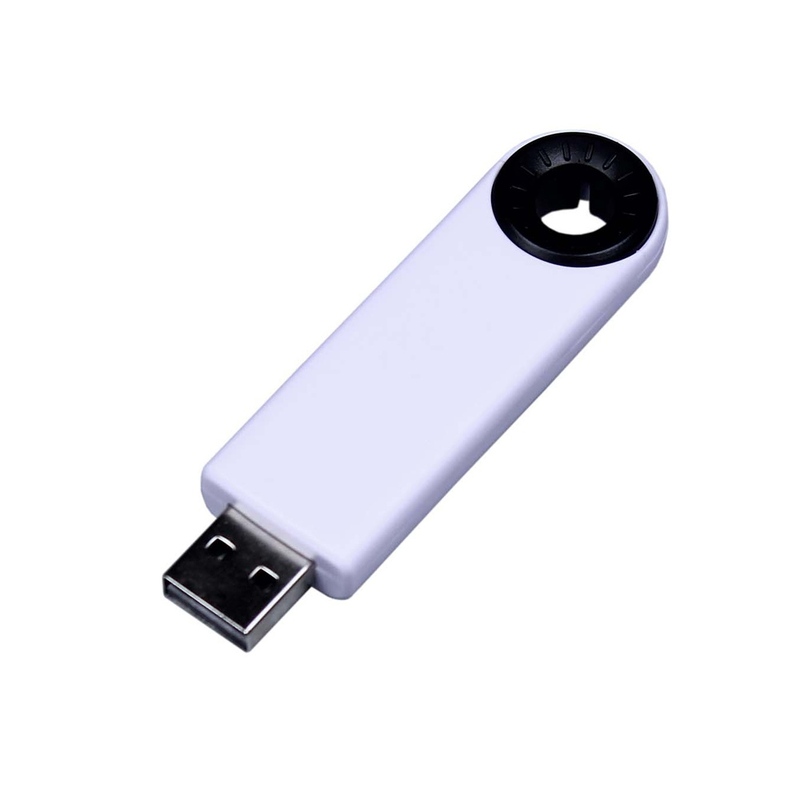 USB-флешка промо на 64 ГБ прямоугольной формы, выдвижной механизм, черный с логотипом