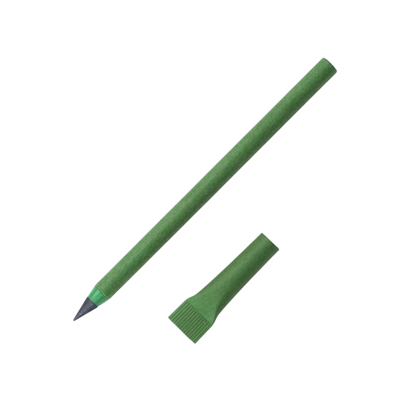 Вечный карандаш из переработанной бумаги "Recycled pencil", зеленый классический с логотипом