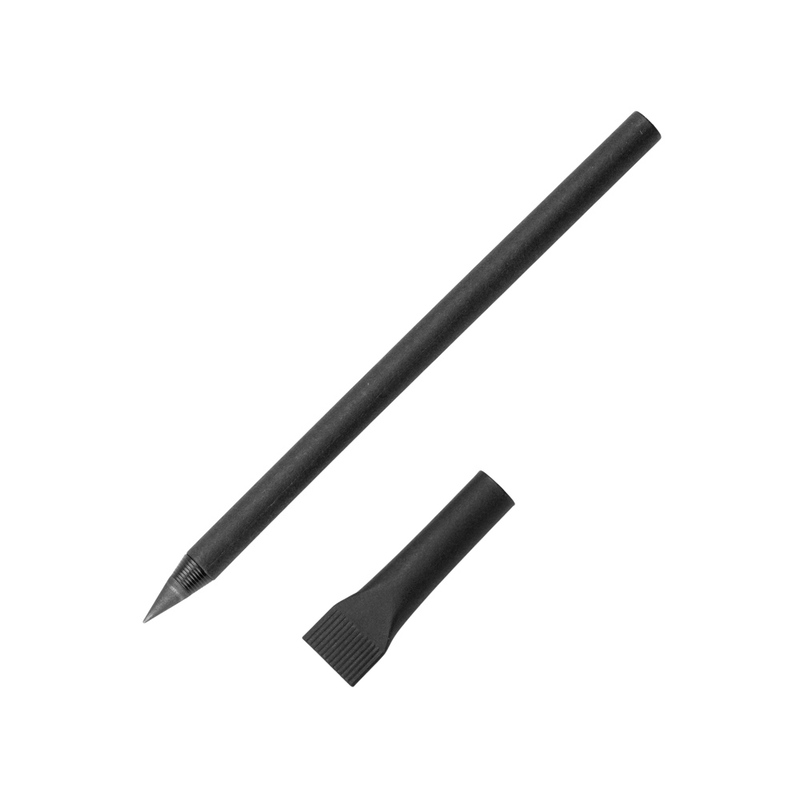 Вечный карандаш из переработанной бумаги "Recycled pencil", черный с логотипом